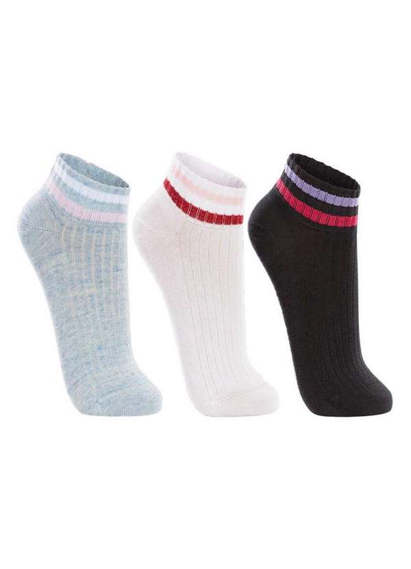 Lupo - Kit 3 pares de Meias Cano Curto Lupo 4535-889 0920-Mescla-Azul-Branco-Preto