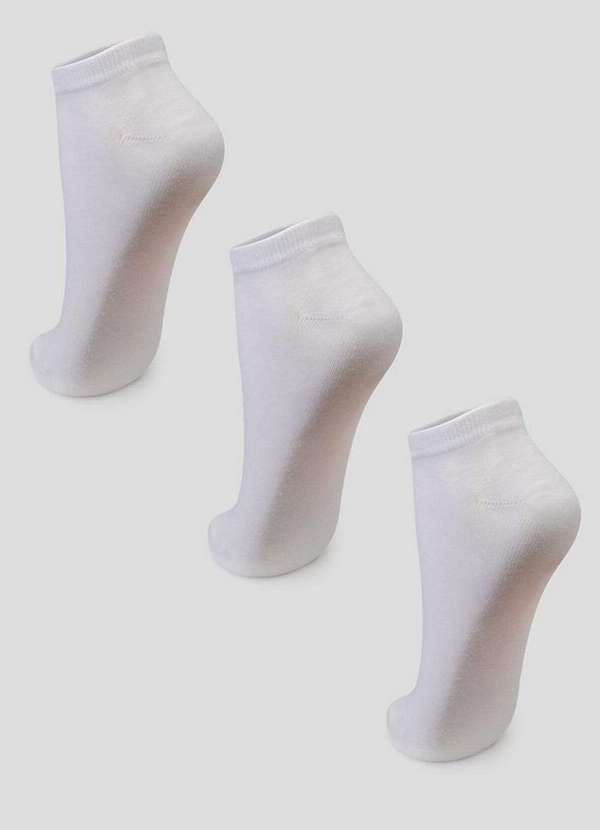 Puket - Kit com 3 Meias Cano Curto Puket 8547 3172-100-Branco