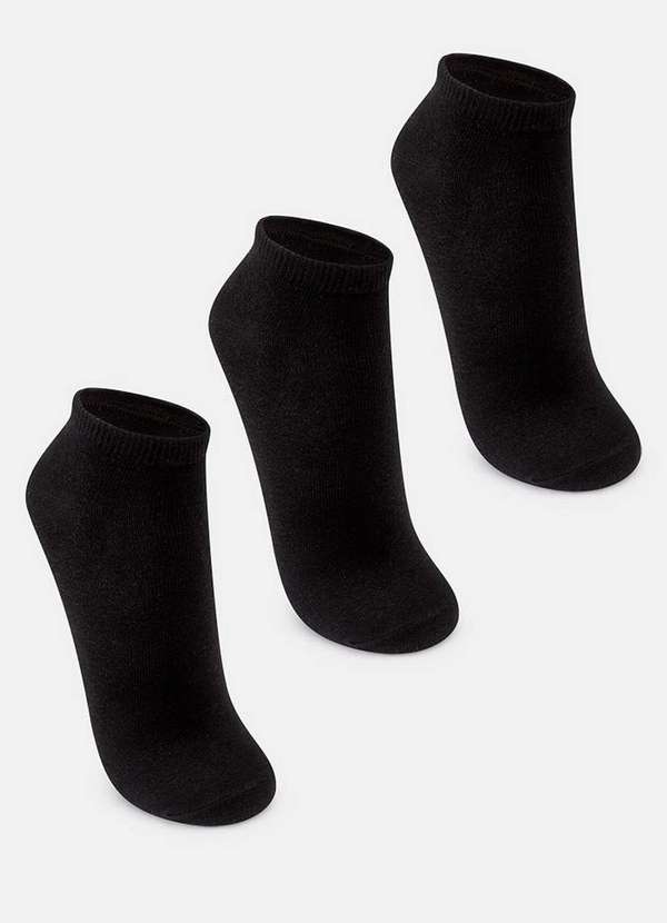 Puket - Kit com 3 Meias Cano Curto Puket 8548 3605-102-Preto