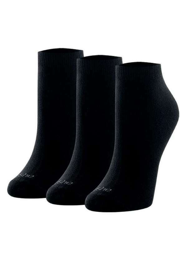 She - Kit 3 pares de Meias Cano Curto She 286.01 Pt00-Preto