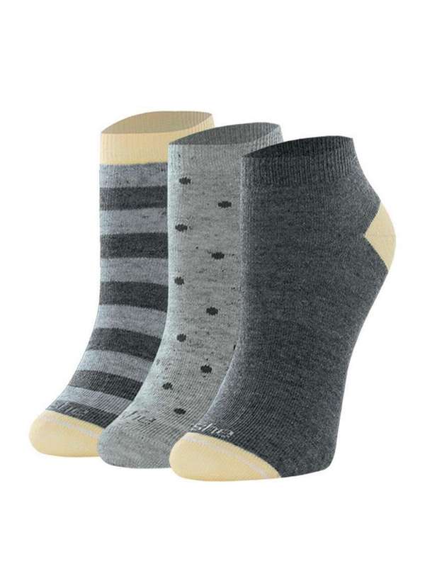 She - Kit 3 pares de Meias Cano Curto She 286.03 Am00-Chumbo-Cinza-Mescla
