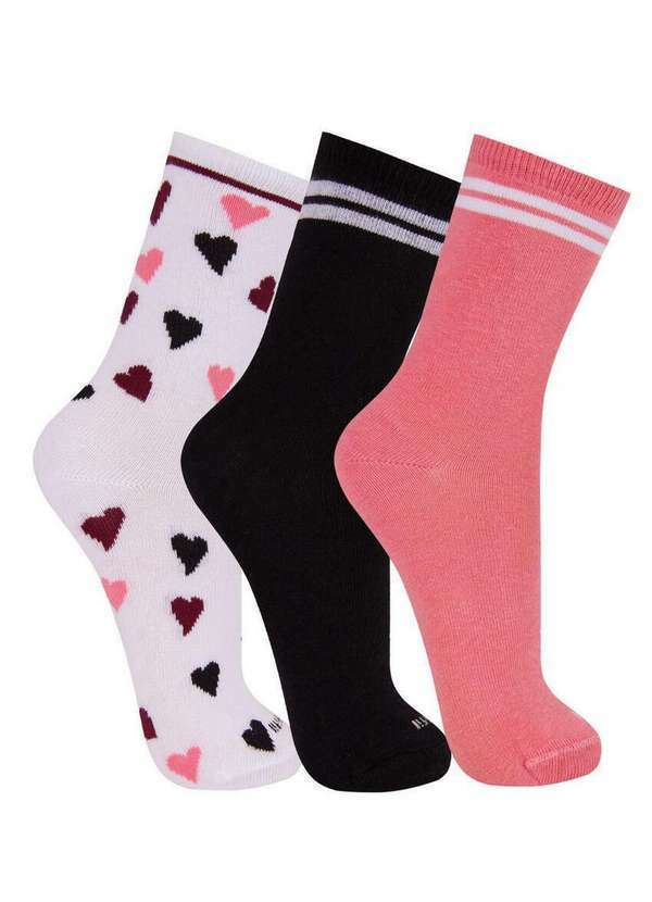 Trifil - Kit com 3 Meias Cano Longo Trifil 6004 0909-Branco-Preto-Rosa