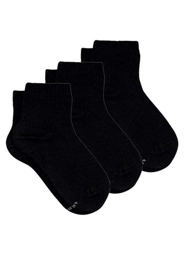 Lupo - Kit 3 pares de Meias Cano Médio Lupo 4571-001 Preto