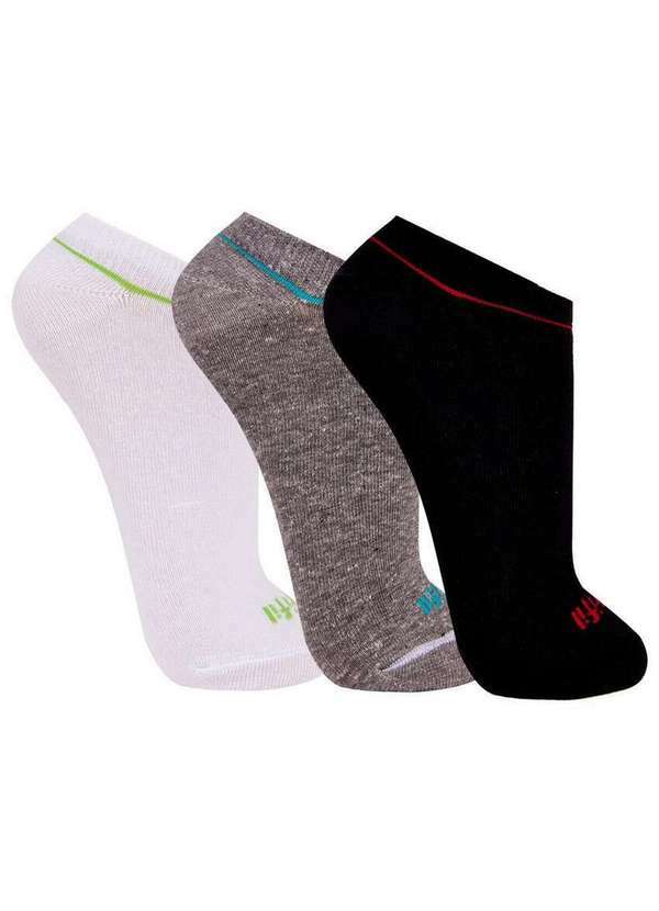 Trifil - Kit 3 pares de Meias Esportiva Cano Curto Trifil 6234 0003-Branco-Mescla-Preto