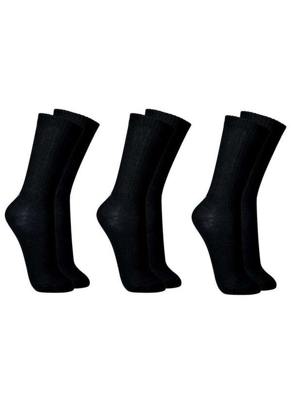 Lupo - Kit 3 pares de Meias Esportiva Cano Longo Lupo 3292-089 0902-Preto-Preto-Preto