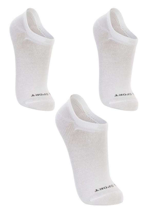 Lupo - Kit com 3 Meias Esportiva Invisível Lupo 3170-089 0900-Branco