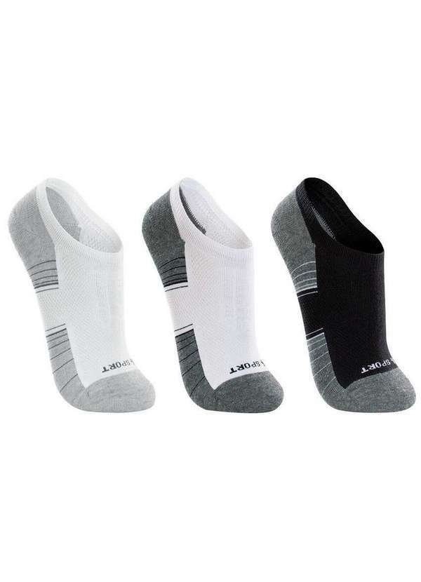 Lupo - Kit 3 pares de Meias Esportiva Invisível Lupo 3270-089 0951-Branco-Preto