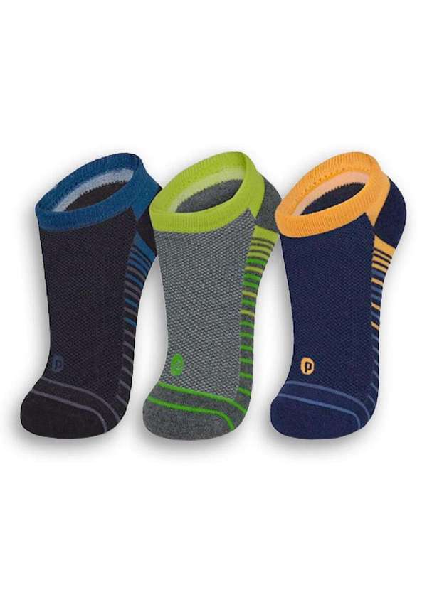 Puket - Kit com 3 Meias Esportiva Puket 8565 5541-100-Marinho-Chumbo-Preto