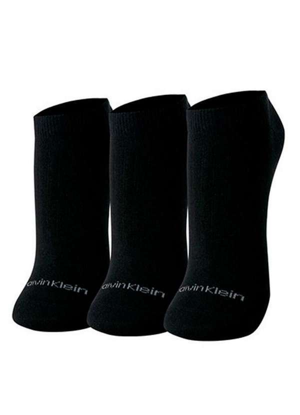 Calvin Klein - Kit 3 pares de Meias Invisível Calvin Klein C26.01 Pt00-Preto