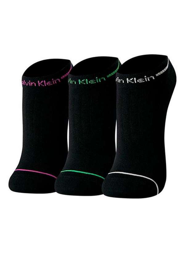 Calvin Klein - Kit 3 pares de Meias Invisível Calvin Klein C26.02 Pt00-Preto