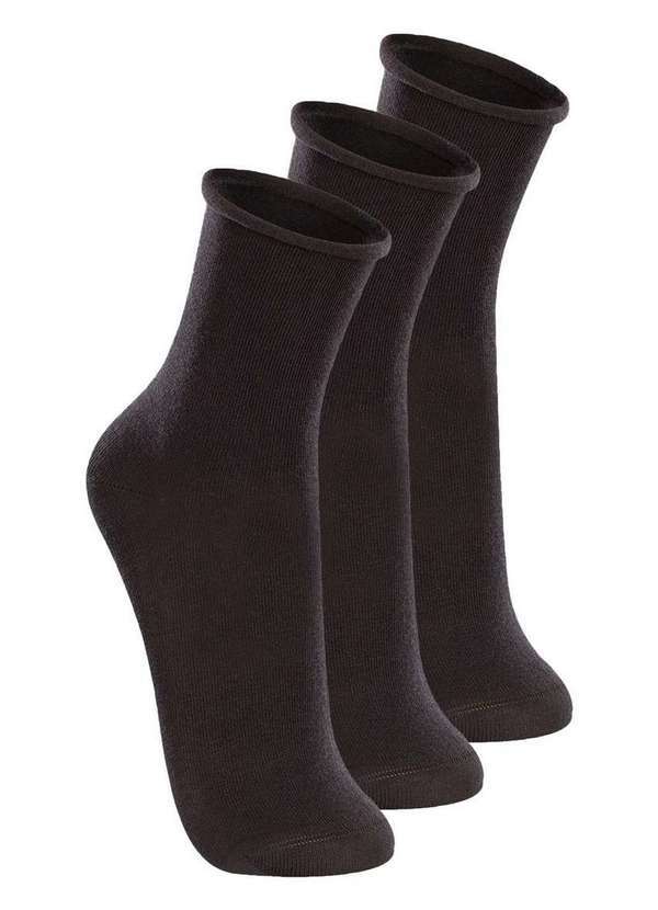 Lupo - Kit 3 pares de Meias sem Punho Cano Médio Lupo 4421-001 Preto