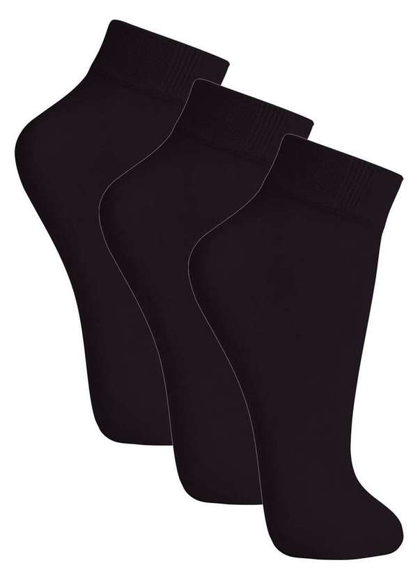 Lupo - Kit 3 pares de Meias Soquete Fio 20 Loba 5530-001 Preto