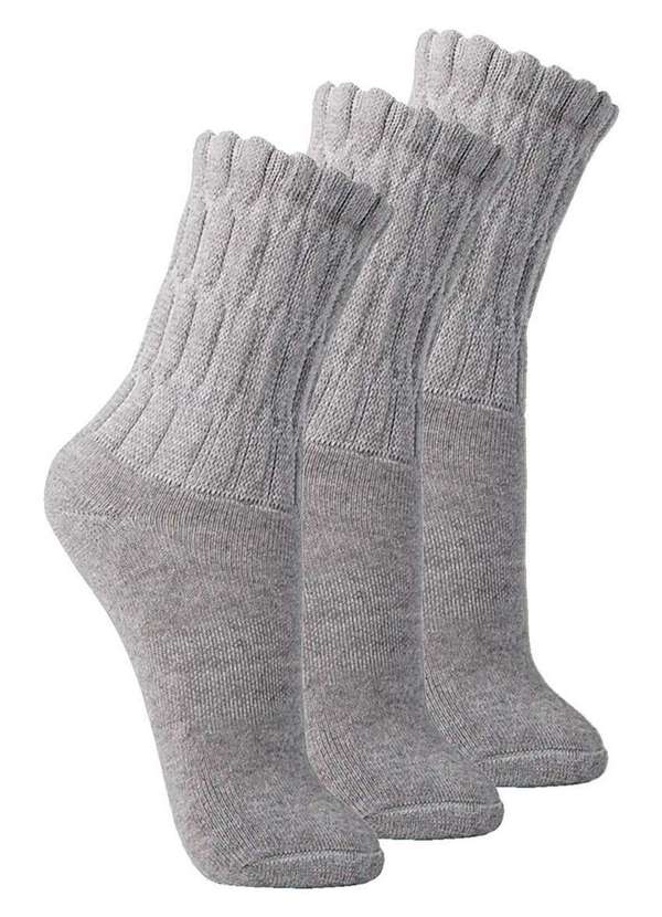 Lupo - Kit com 3 pares de Meias Aeróbica Lupo 4810-003 Cinza