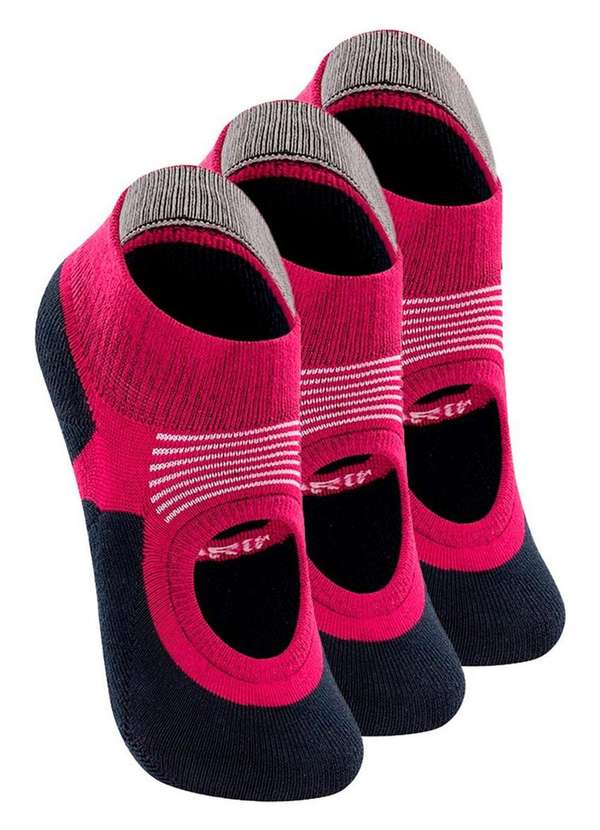 Lupo - Kit 3 pares de Sapatilhas Antiderrapante Pilates Lupo 3286-002 Cereja