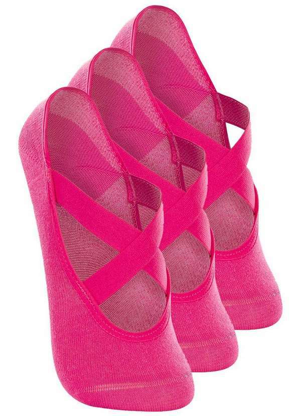Lupo - Kit 3 pares de Sapatilhas Antiderrapante Pilates Lupo 4942-006 Rosa-Fruti