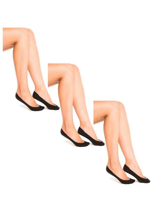 Trifil - Kit 3 pares de Sapatilhas Fio 70 Trifil 6136 Preto