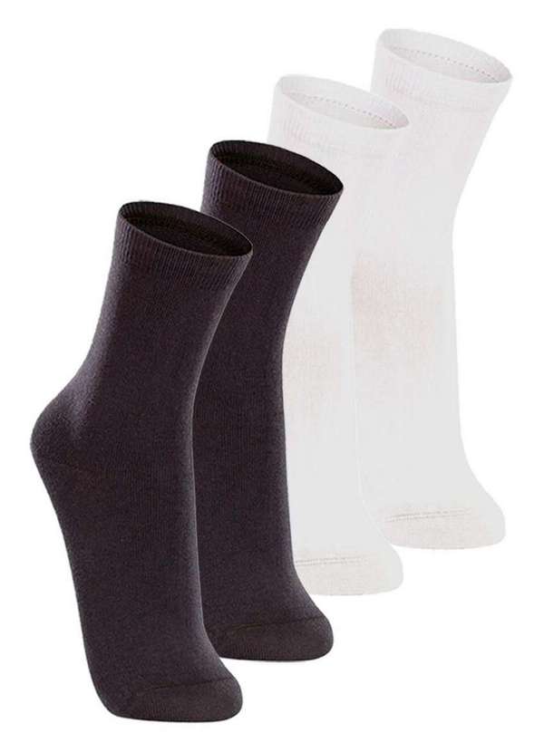 Lupo - Kit com 4 pares de Meias Cano Longo Lupo 4575-088 Preto-Branco