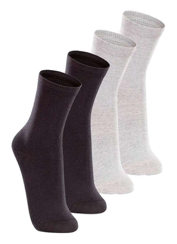 Lupo - Kit com 4 pares de Meias Cano Longo Lupo 4575-088 Preto-Cinza