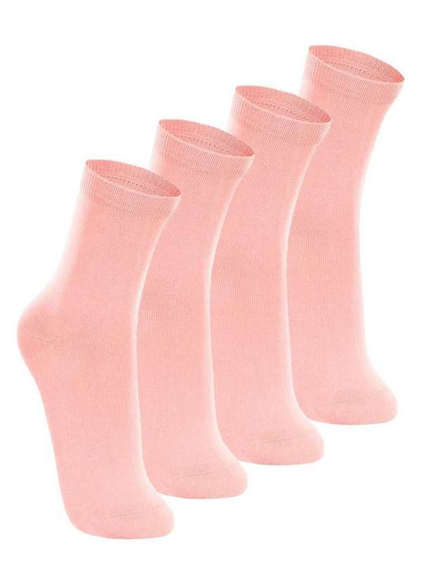 Lupo - Kit com 4 pares de Meias Cano Longo Lupo 4575-088 Rosa