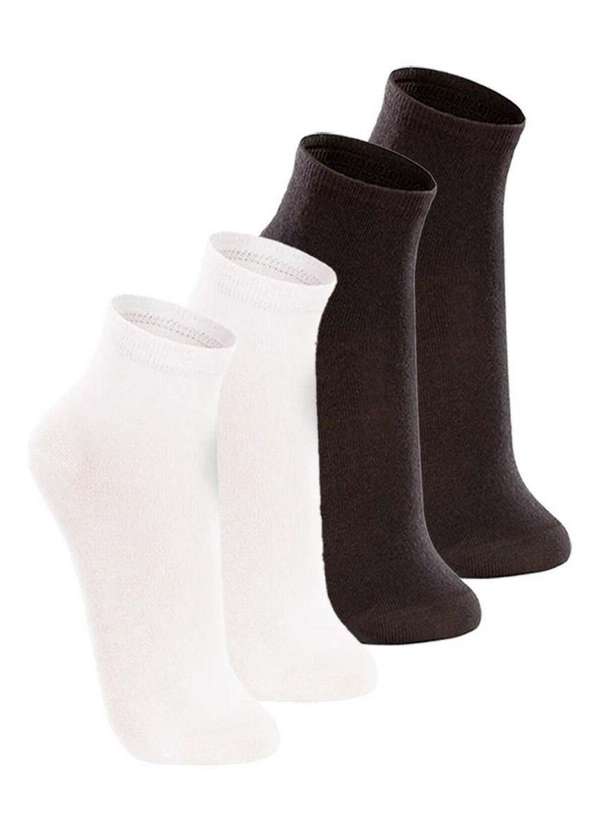 Lupo - Kit com 4 pares de Meias Cano Médio Lupo 4200-088 Branco-Preto