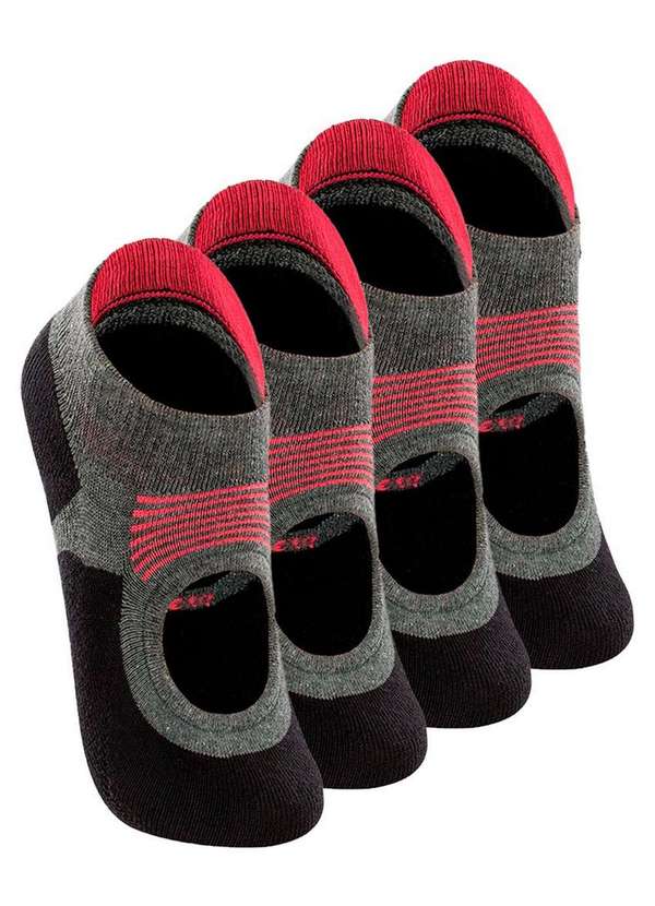 Lupo - Kit 4 pares de Sapatilhas Antiderrapante Pilates Lupo 3286-002 Cinza-Chumbo