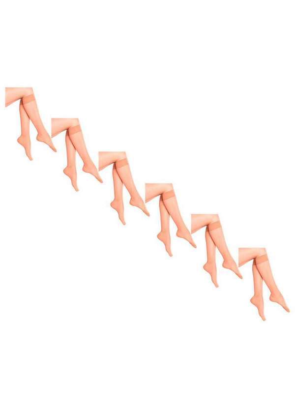 Lupo - Kit 6 pares de Meias 3/4 Fio 15 com Elastano Loba 5540-001 Natural-Peach