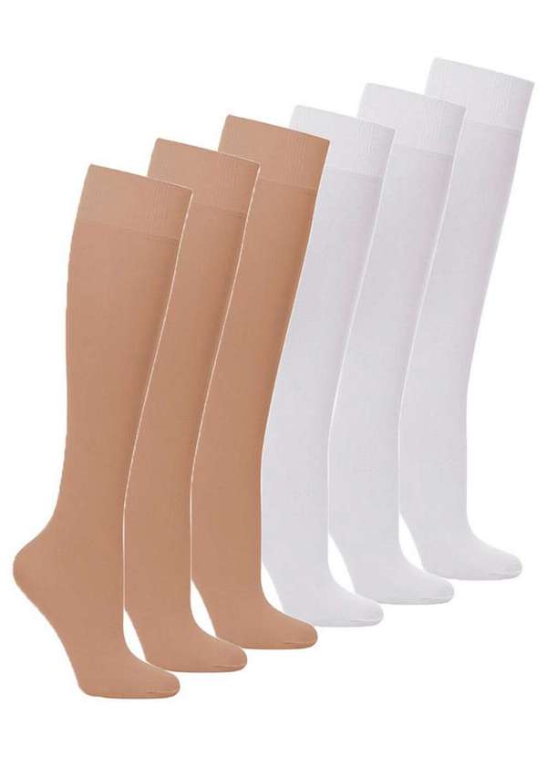 Lupo - Kit 6 pares de Meias 3/4 Fio 20 Loba 5510-001 Natural-Peach-Branco