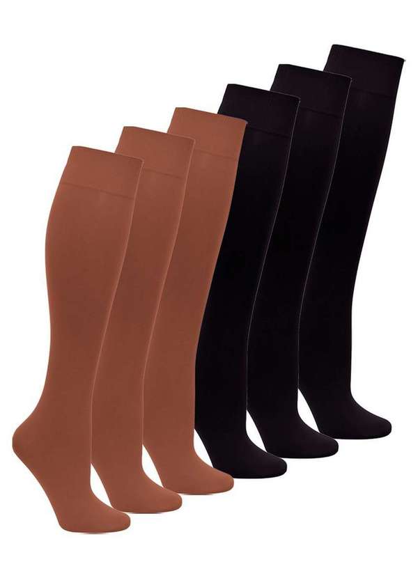 Lupo - Kit 6 pares de Meias 3/4 Fio 40 Opaca Loba 5550-001 Pó-De-Arroz-Preto