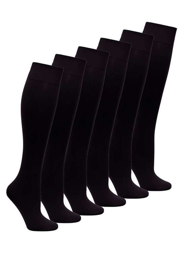 Lupo - Kit 6 pares de Meias 3/4 Fio 40 Opaca Loba 5550-001 Preto