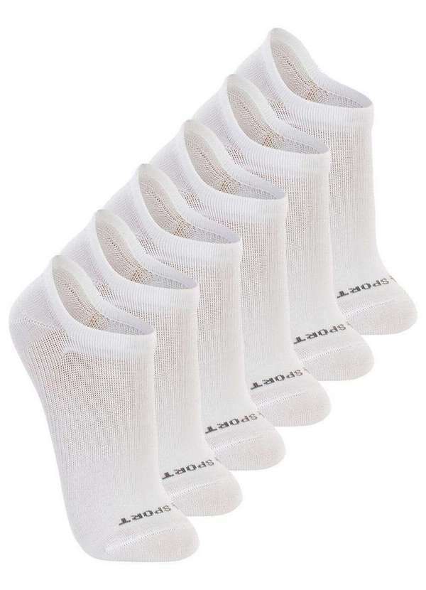Lupo - Kit 6 pares de Meias Esportiva Invisível Lupo 3170-003 Branco