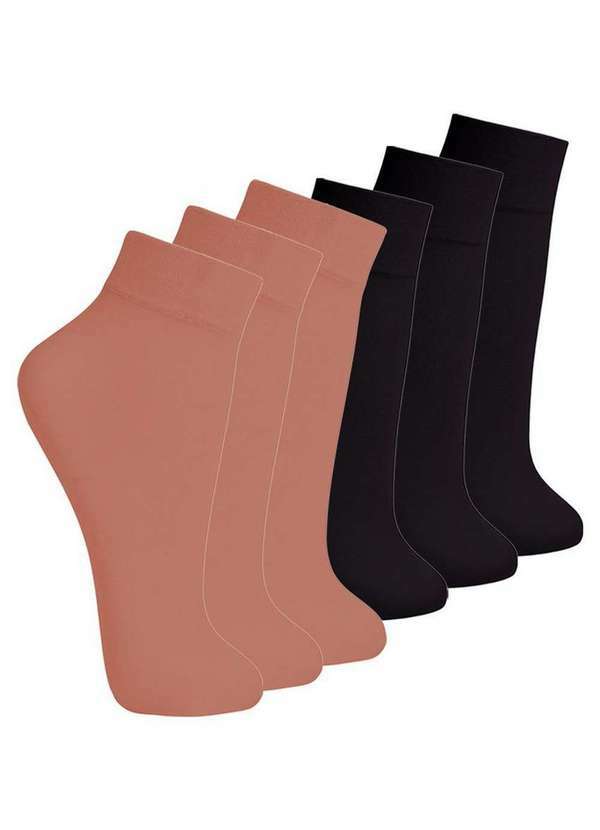 Lupo - Kit 6 pares de Meias Fio 40 Opaca Lupo 5531-001 Pó-De-Arroz-Preto