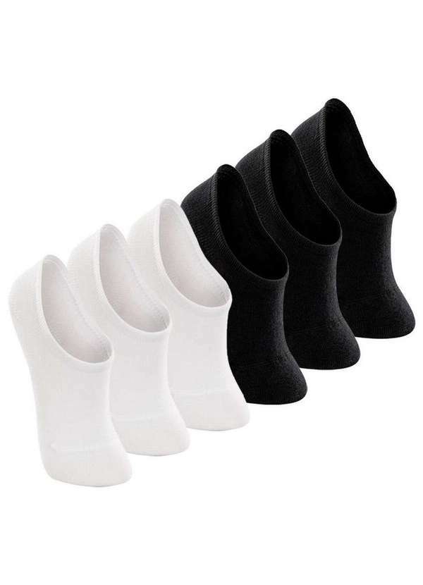 Lupo - Kit 6 pares de Meias Invisível Lupo 4270-002 Branco-Preto