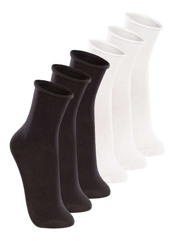 Lupo - Kit 6 pares de Meias sem Punho Cano Médio Lupo 4421-001 Preto-Branco