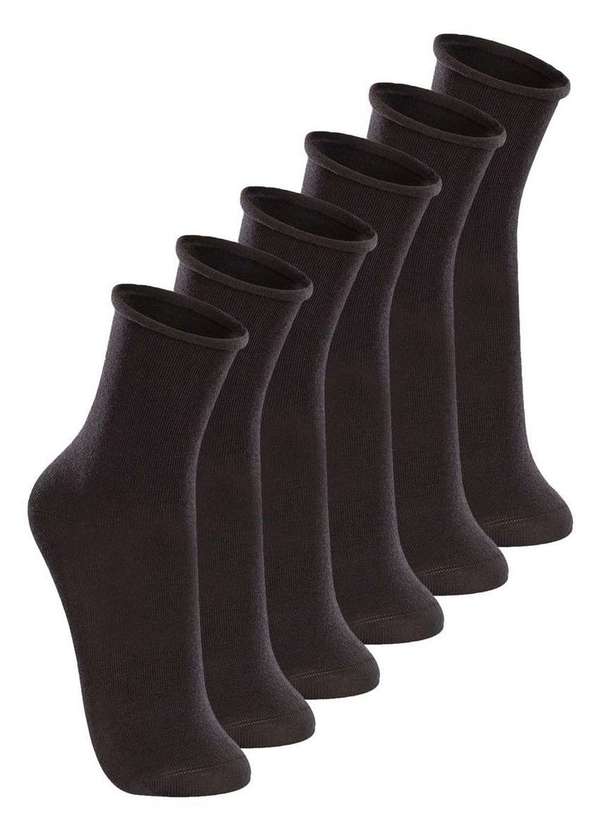 Lupo - Kit 6 pares de Meias sem Punho Cano Médio Lupo 4421-001 Preto