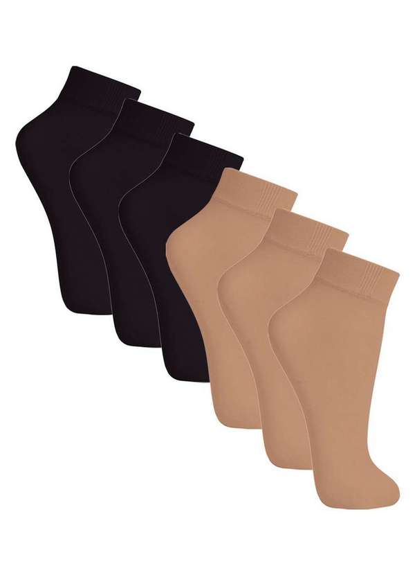Lupo - Kit 6 pares de Meias Soquete Fio 20 Loba 5530-001 Natural-Peach-Preto
