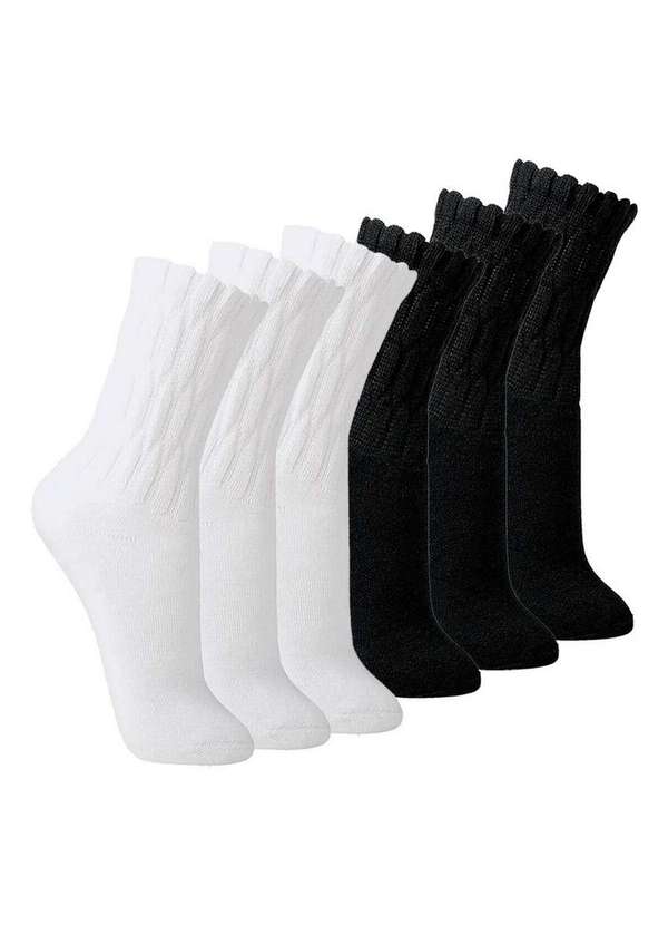 Lupo - Kit com 6 pares de Meias Aeróbica Lupo 4810-003 Branco-Preto