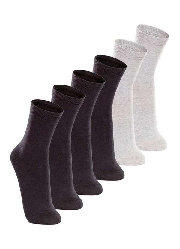 Lupo - Kit com 6 pares de Meias Cano Longo Lupo 4575-088 Preto-Cinza