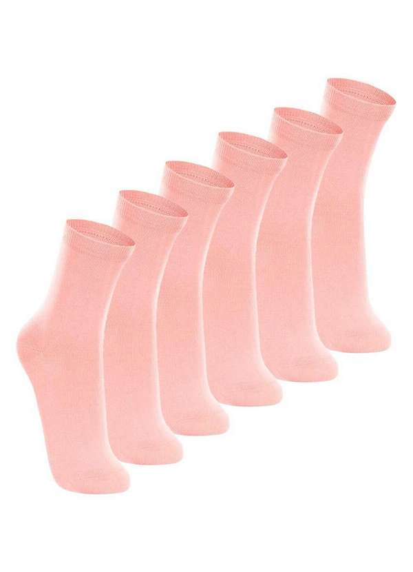 Lupo - Kit com 6 pares de Meias Cano Longo Lupo 4575-088 Rosa