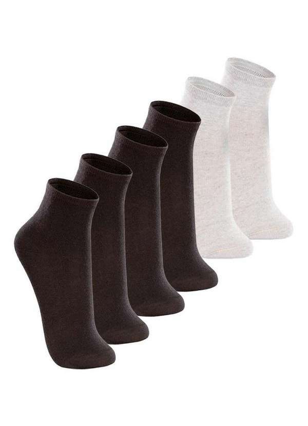 Lupo - Kit com 6 pares de Meias Cano Médio Lupo 4200-088 Preto-Cinza