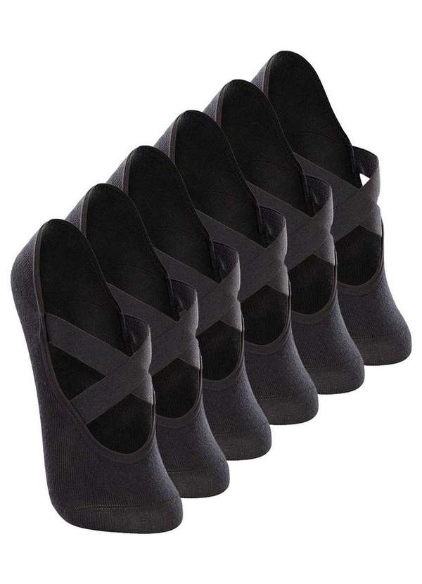 Lupo - Kit 6 pares de Sapatilhas Antiderrapante Pilates Lupo 4942-006 Preto