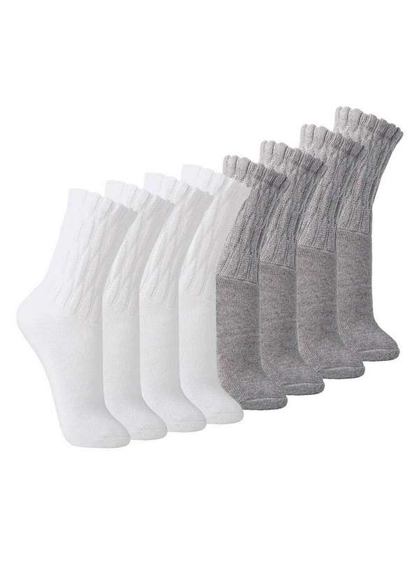 Lupo - Kit com 8 pares de Meias Aeróbica Lupo 4810-003 Branco-Cinza