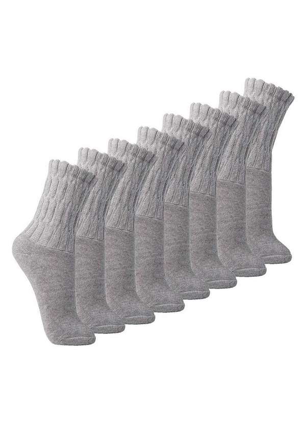 Lupo - Kit com 8 pares de Meias Aeróbica Lupo 4810-003 Cinza