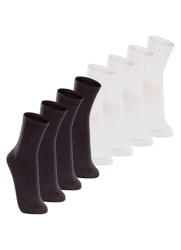 Lupo - Kit com 8 pares de Meias Cano Longo Lupo 4575-088 Preto-Branco