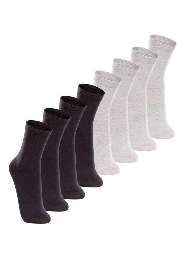 Lupo - Kit com 8 pares de Meias Cano Longo Lupo 4575-088 Preto-Cinza