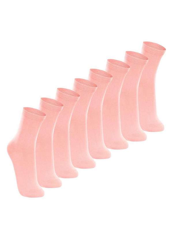 Lupo - Kit com 8 pares de Meias Cano Longo Lupo 4575-088 Rosa