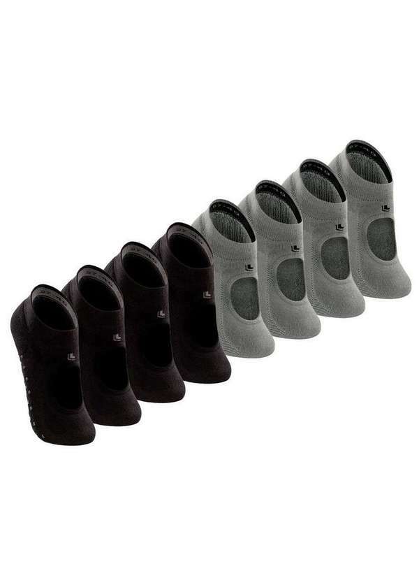 Lupo - Kit 8 pares de Sapatilhas Antiderrapante Pilates Lupo 3286-003 Preto-Cinza