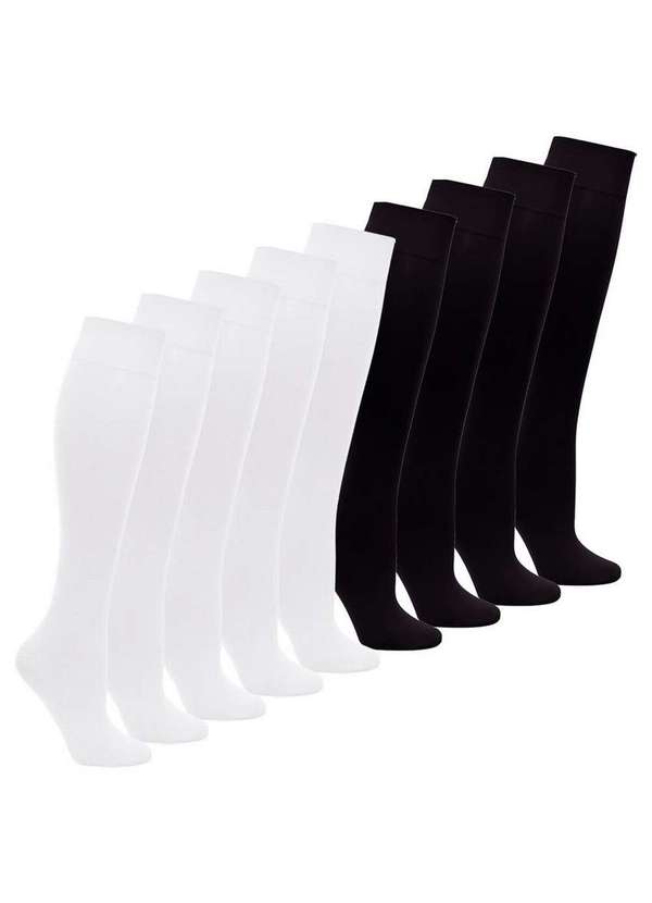 Lupo - Kit 9 pares de Meias 3/4 Fio 40 Opaca Loba 5550-001 Branco-Preto