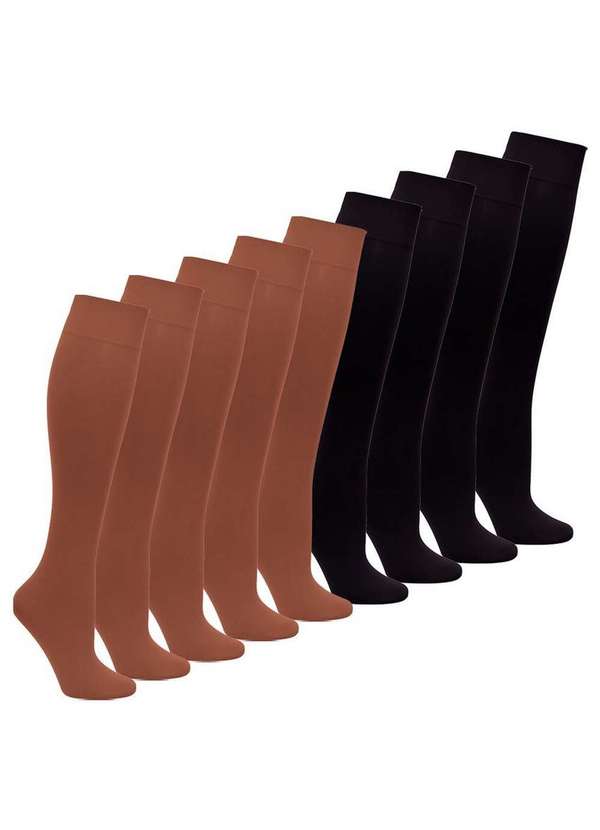 Lupo - Kit 9 pares de Meias 3/4 Fio 40 Opaca Loba 5550-001 Pó-De-Arroz-Preto