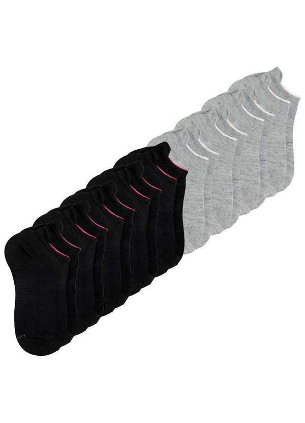Lupo - Kit 9 pares de Meias Cano Curto Lupo 4536-001 Preto-Cinza