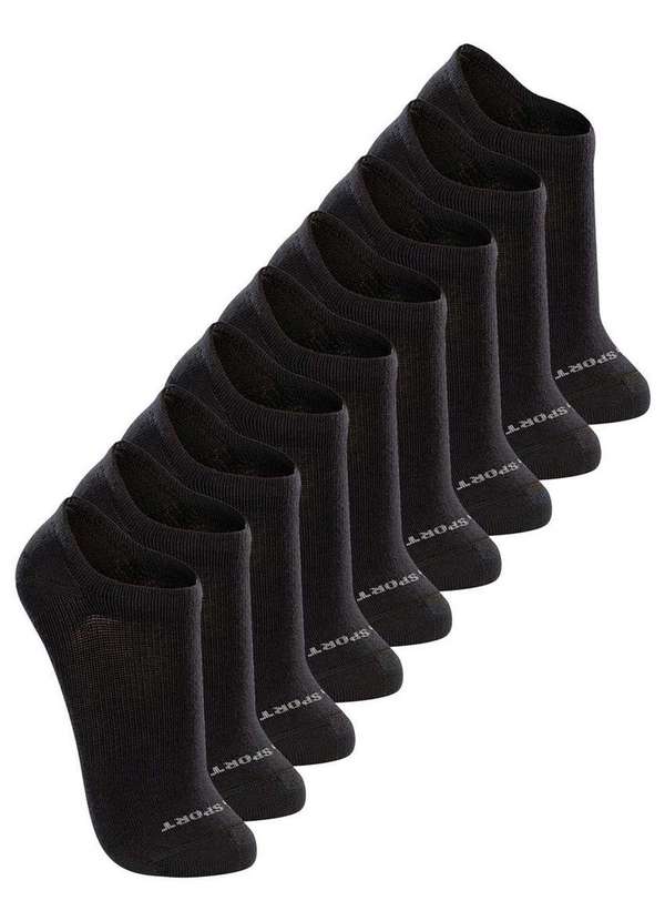 Lupo - Kit 9 pares de Meias Esportiva Invisível Lupo 3170-089 Preto